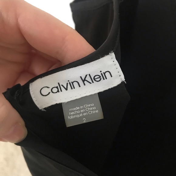 Black Silk Calvin Klein Midi Dress Gown Formal - Picture 4 of 5